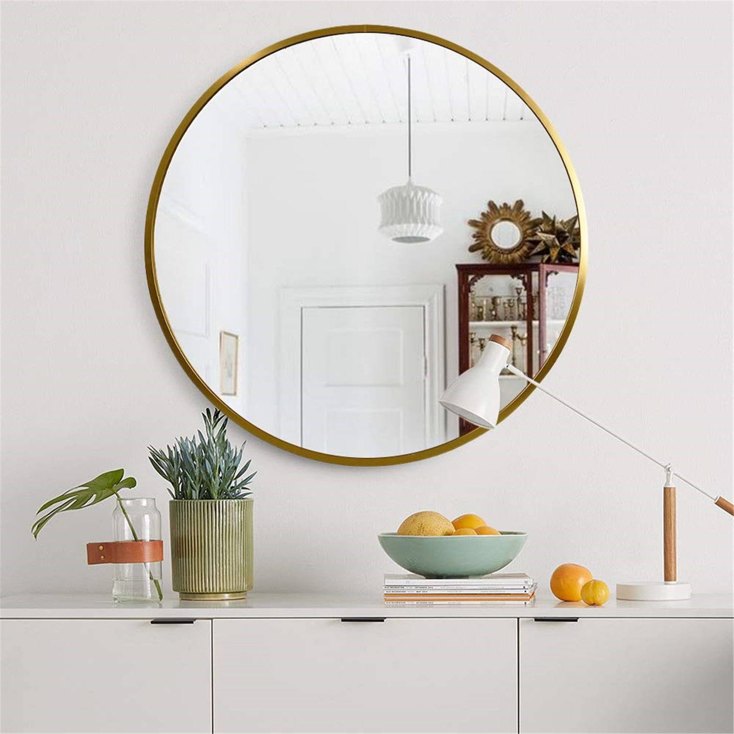 20 inches Round Mirror Great for Bathroom Wall Decor Modern Brushed Gold Aluminum 20 Inch 