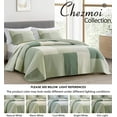 thumbnail image 6 of Chezmoi Collection 3-Piece Chic Green Floral Stripe Patchwork Cotton Quilt Reversible Lightweight Bedspread Set, King Size, 6 of 7