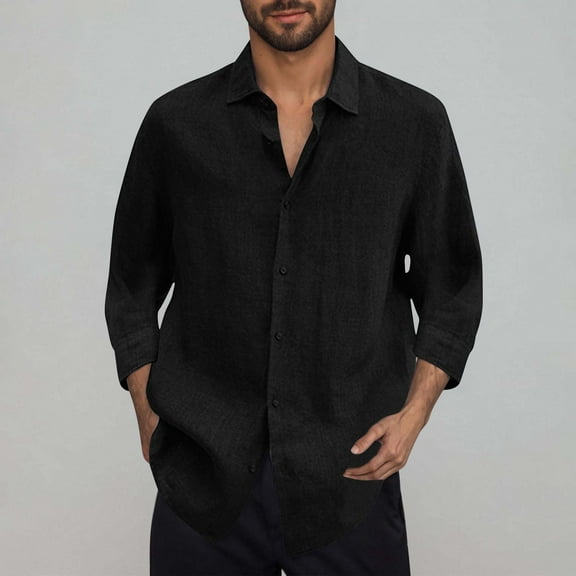 Yaoyar Shirts for Men Casual Button Down Dress Turndown Collar Shirts Short Sleeve Business Textured Summer Beach Shirt