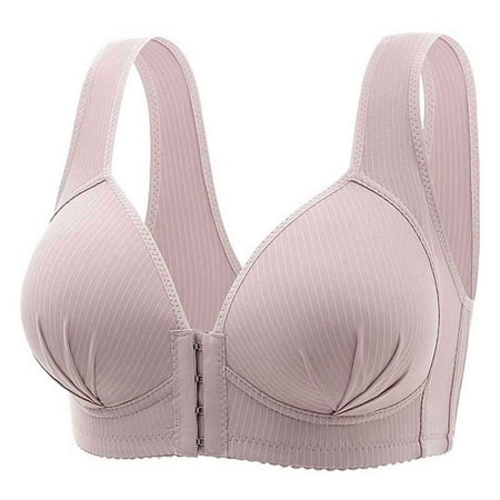 (2-Pack) Puawkoer Women s Front Side Buckle Large Bra Lace Edge without Steel Compression Bra Ring Seamless Gathering Women Bras Push Up Adjustment Yoga Sle