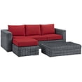 thumbnail image 3 of Modway Summon 3-Piece Aluminum Rattan Patio Sectional Set in Canvas/Red, 3 of 7