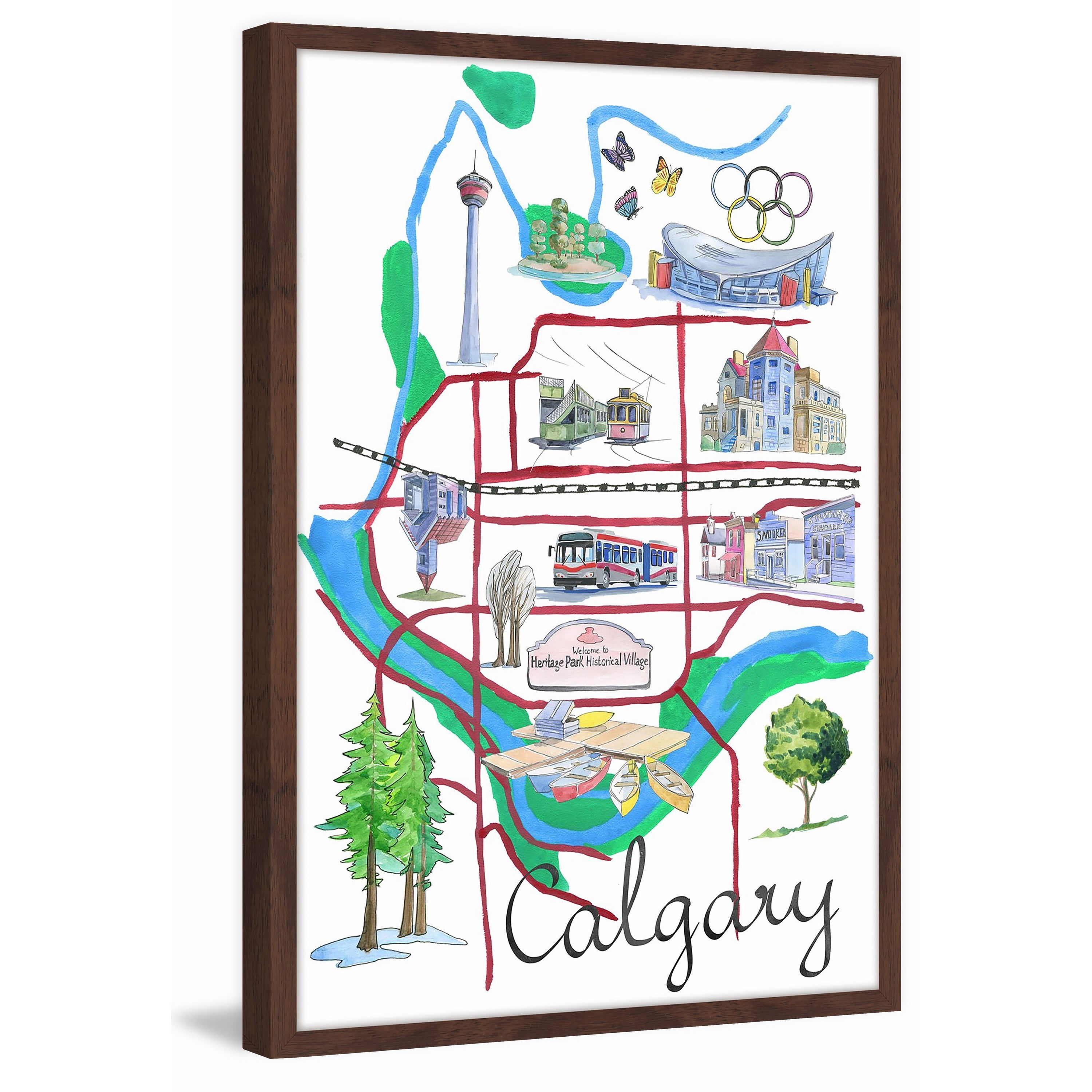"Tour of Calgary" Framed Painting Print