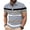 Gray, variant on LPZOOGU Men's Striped & Logo Print Short Sleeve Polo Shirt Buttoned Collar Breathable Moisture Wicking Golf Jersey Tops