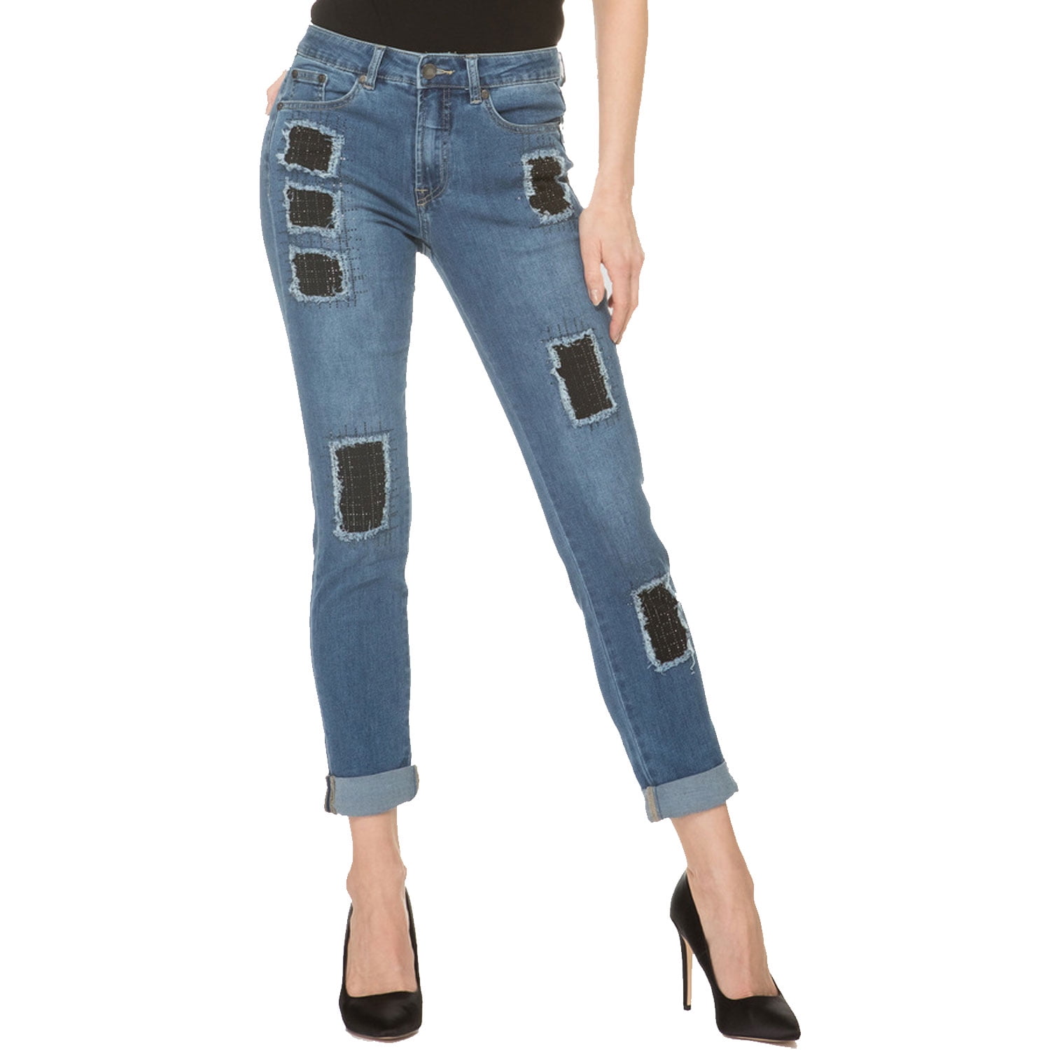 sequin patch jeans