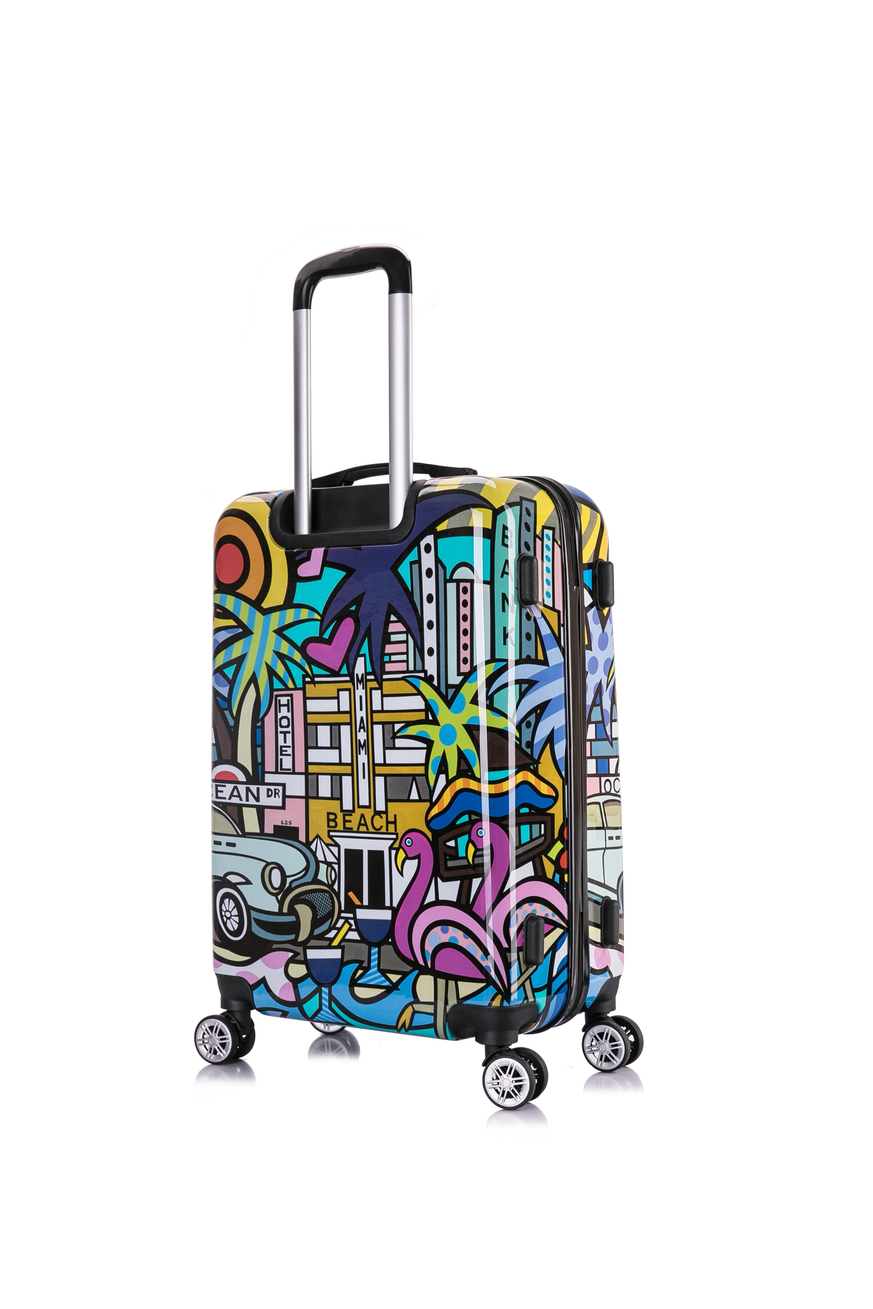 InUSA Print 24" Hardside Checked Luggage with Spinner Wheels, Handle and Trolley, Miami