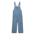 thumbnail image 2 of JFGHDG Womens Classic Adjustable Straps Pockets Denim Bib Overalls Jeans Pants Light Blue L, 2 of 6