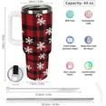 thumbnail image 3 of Stainless Steel Tumbler 40oz, Christmas Snowflakes Buffalo Plaid Leakproof Tumblers Insulated Water Bottle with Straw And Lid, Car Coffee Cups Travel Mug Universal Fits for Water, Iced Tea, 3 of 6