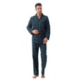 thumbnail image 3 of Amaxer Mens Cotton Flannel Pajama Set, Long Sleeve Button‑Down Top & Elastic Waist Long Pants, Breathable Sleep Loungewear, Size 3XL, 3 of 5