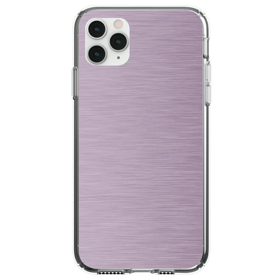 DistinctInk Clear Shockproof Hybrid Case for iPhone 11 Pro (5.8" Screen) - TPU Bumper, Acrylic Back, Tempered Glass Screen Protector - Pink Stainless Steel Image - Printed Image of Stainless