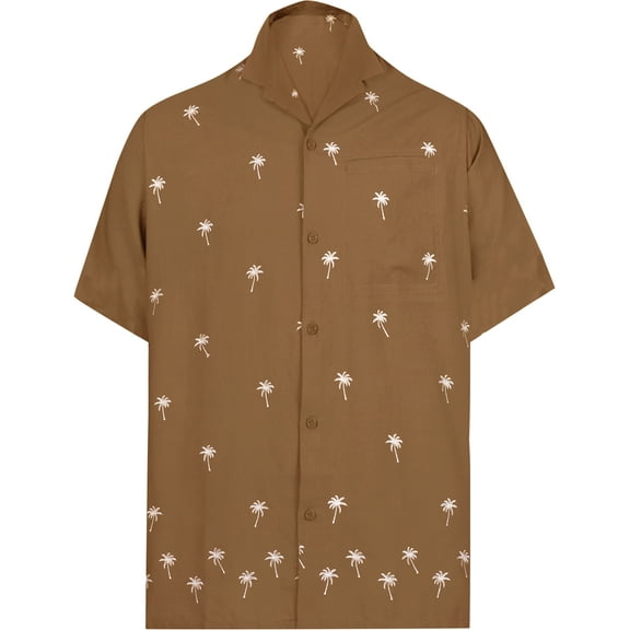 HAPPY BAY Men's Beach Cruise Holidays Shirts Casual Button Down Shirts For Men Summer Vacation Aloha Tops Hawaiian Shirt XS Brown_W832