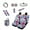 Flowers, variant on Jeiento Western Running Horse Car Seat Covers Full Set Car Steering Wheel Accessories Car Seat Belt Cover Rear View Mirror Cover Car Trash Bin Car Coasters Wristlet Keychain Chapstick Holder 13 Pack