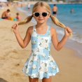 thumbnail image 6 of FOR U DESIGNS Girls' Sleeveless One-Piece Swimsuit Sleeveless Tropical Kids Bathing Suit Swimwear Toddler Girls Swimsuit, Rose Plaid, 6 of 7