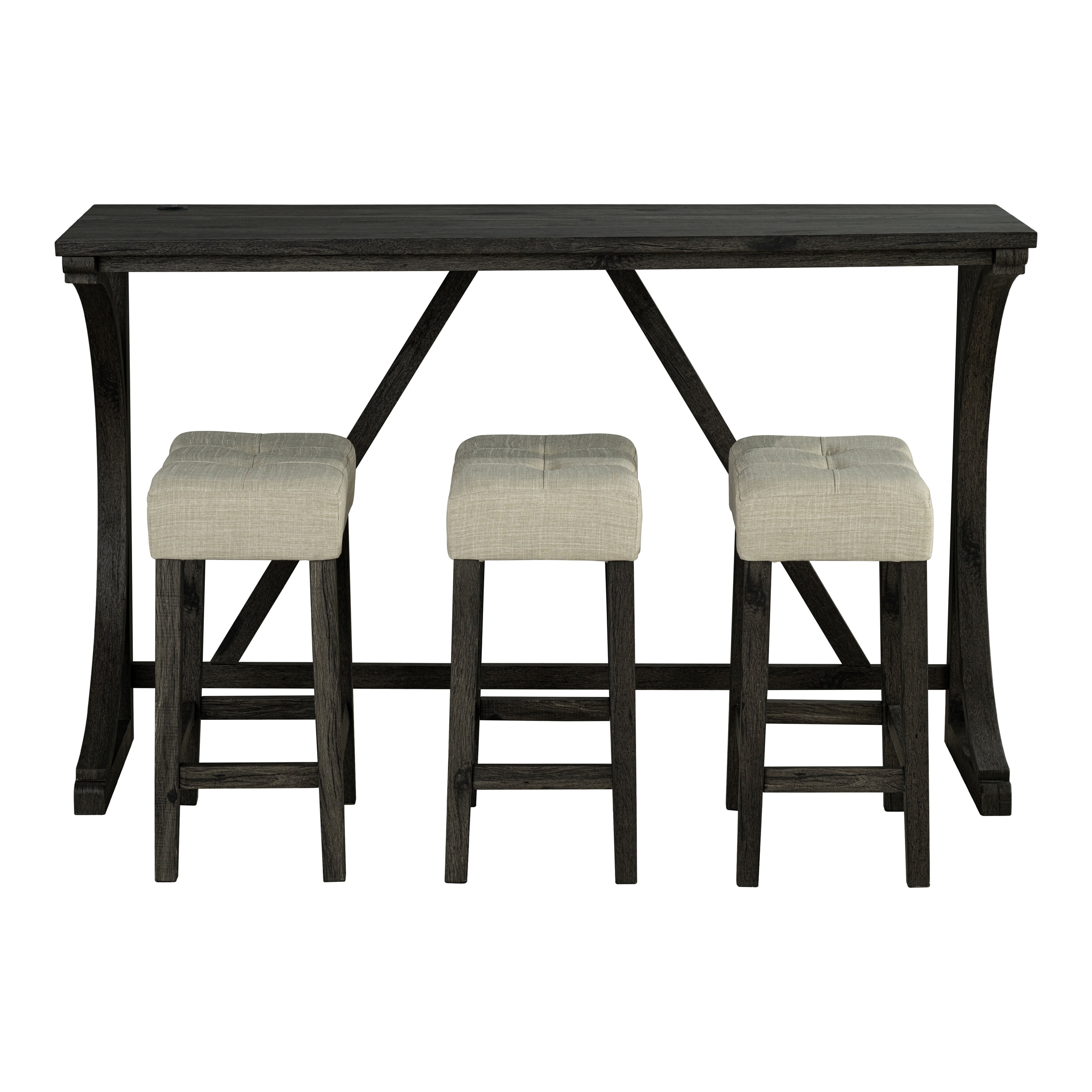 Furniture of America Cranst 4-Piece Solid Wood Indoor Counter Height Dining Table Set, Brown