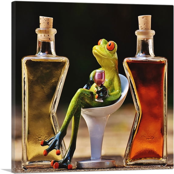 ARTCANVAS Bottles Frog Home decor Canvas Art Print - Size: 12" x 12" (0.75" Deep)