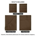thumbnail image 3 of ROYALE LINENS - 4 Piece King Bed Sheet - Soft Brushed Microfiber 1800 Bedding Set - 1 Fitted Sheet, 1 Flat Sheet, 2 Pillowcase -Wrinkle & Fade Resistant Luxury Sheet Set (Chocolate Brown, King), 3 of 10