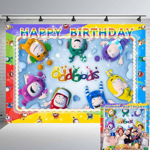 Oddbods Backdrop Banner Party Supplies Theme Background for Photography Kids Birthday Decorations