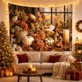 thumbnail image 3 of Pumpkins and Lantern Before Autumn Window, Cozy Rustic for Farmhouse Decor Lovers, Harvest Wall Art, Thanksgiving Hostess Gift, Tapestry Wall Hanging for Dining Room and Entryway, 3 of 7