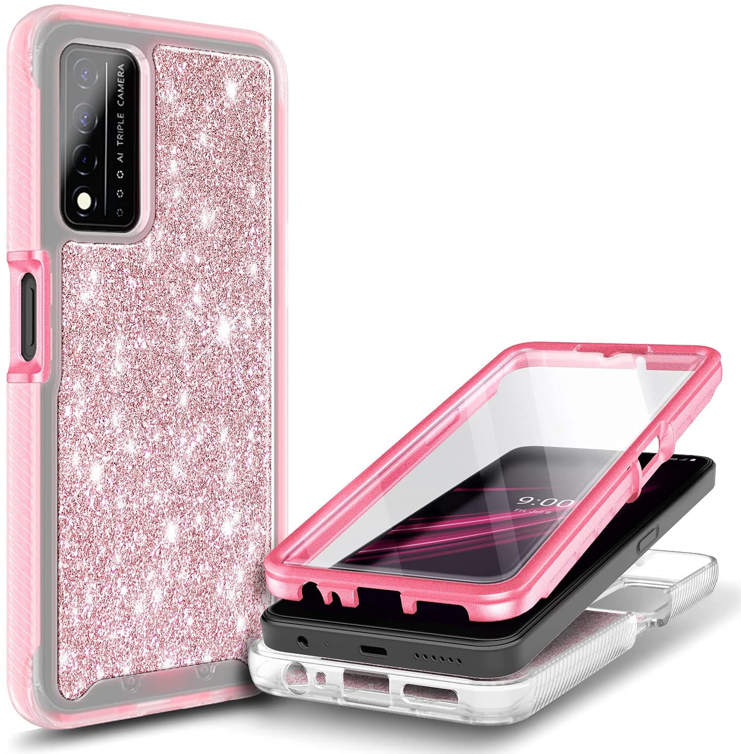 TMobile REVVL V Plus 5G Phone Case with [Builtin Screen Protector], Nagebee FullBody