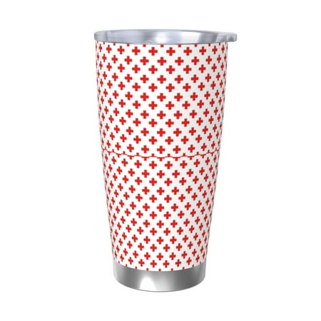

Goofa Red Cross for 20 oz Skinny Tumbler Stainless Steel Coffee Mug Slim Vacuum Insulated Travel Cup Car Cup-Without Straw