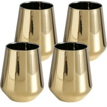 Modernist Home Stemless Wine Glasses, Set of 4, 14.3 fl. oz, For Red, White Wine, Premium Lead-Free Glassware Set, Gold, Dishwasher Safe (425 ml)