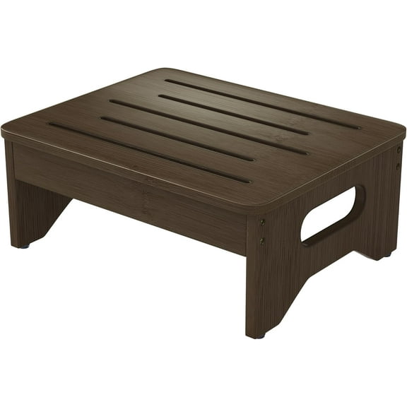 Wooden Toddler Step Stool for Adults & Kids, Non-Slip Rubber Feet, 6.5 Inch High, Lightweight Stepping Stool, 400 lbs Capacity, Bed Steps for High Beds, Bathroom & Kitchen, Walnut