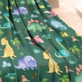 thumbnail image 3 of Green Dinosaurs Palms Volcanoes Pattern Blanket,Comfortable Soft Flannel Throw Blanket,All Season,Warm Lightweight Blankets for Sofa Bed Couch Living Room Chair,30"x40", 3 of 4