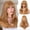 Golden Blonde, variant on Layered Synthetic Wig with Fringe for Women, Synthetic Fiber Construction, Curly Texture, Wavy Texture, designed as a wearable hair styling piece for daily wear and party and costume styling