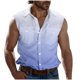 thumbnail image 2 of Camiseta sin mangas con cuello vuelto para hombre, estilo informal, a la moda, con estampado degradado, cuello vuelto, sin mangas, bolsillos, deportiva, de poliéster, 2 of 5