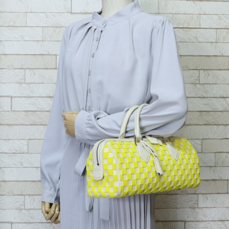 Louis Vuitton Speedy Women's Authentic Pre Owned Custom Painted Handbag Dual Top Handles Black, Yellow Luxury Monogram Canvas