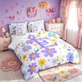 thumbnail image 2 of Meiyoeat Dreamy Daisy Letter E Twin Bedding Sets for Women Girls, Purple Cartoon Floral Bedding Comforter Set, Reversible, 7 Pieces, 2 of 6