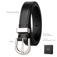 thumbnail image 1 of Catelles Women's Black Cowhide Leather Belt, Classic Silver Alloy Buckle, Adjustable Casual Belt, Suitable for Jeans, Pants and Dresses, Wear-Resistant and Non-deforming, Gift Box&Size waist 27-29", 1 of 9