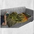 thumbnail image 6 of Landscape Soft Flannel Fleece Throw Blanket, Sunset Scenery in a Valley with a Big Old Tree Artwork Photo, Cozy Plush for Indoor and Outdoor Use, 50" x 70", Fern Green Marigold, by Ambesonne, 6 of 6