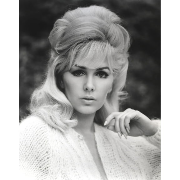 Stella Stevens Posed in Black and White Portrait wearing Embroidered Dress Photo Print (8 x 10)