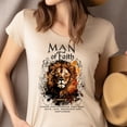 thumbnail image 4 of Man of Faith Premium T-Shirt – 1 Timothy 6:11 Scripture Lion Christian Tee, Lavender, S, 4 of 6
