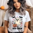 thumbnail image 2 of Boo Crew Shirt | Cute Ghost Graphic Tee with Pumpkin | Unisex Casual T-Shirt, Light Pink, Size 2XL, 2 of 6