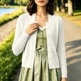 thumbnail image 2 of IWRICH Women's Lightweight Crochet Cardigan Ribbed Cropped Shrugs Long Sleeve Open Front Thin Sweater Tops Lightweight Fall Fashion Cardigan Blouses XL, 2 of 4