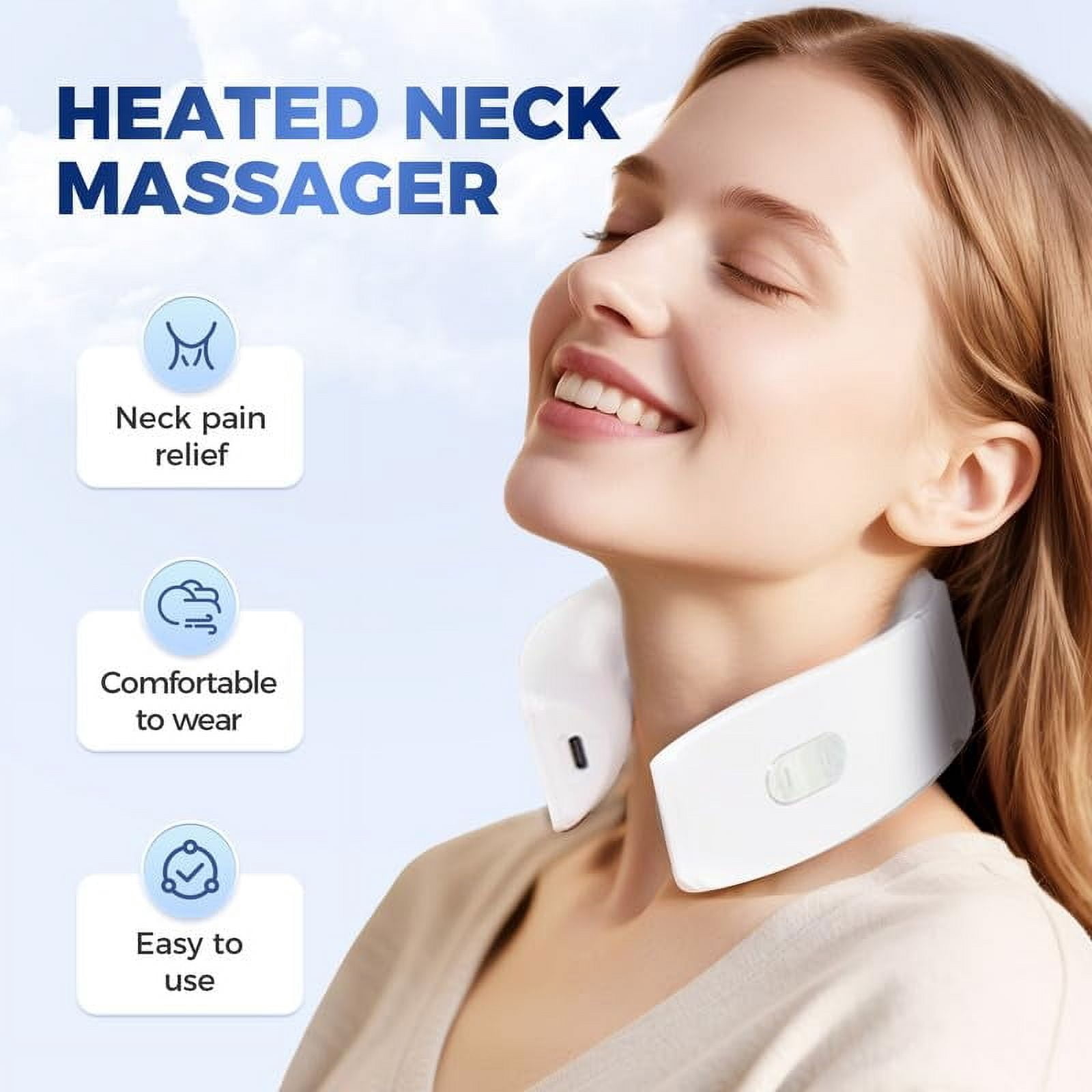 Neck Machine with Heat, Neck Massager with Heat Therapy and Shiatsu, Relaxer 10 Modes Portable for Home/Office, Relax Soothing Therapy Travel
