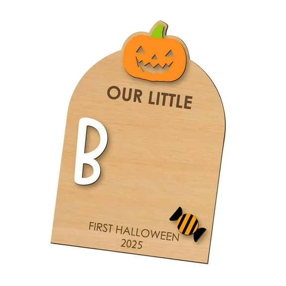 Footprint Plaque Decorative Board DIY Sign Wooden Milestone Tracker for Baby's First Halloween Announcement