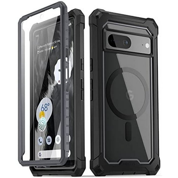 Poetic Guardian MagPro Case for Google Pixel 7, [Compatible with MagSafe] [20FT Mil-Grade Drop Tested], Built-in Screen Protector Work with Fingerprint ID, Full Body Hybrid Rugged Case, Black/Clear