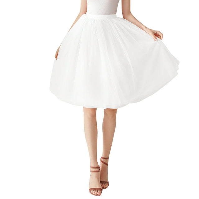 Jupes pour Femmes Grande Jupe Tutu Jupon Court Robe de Bal Danse Soirée Vêtements Femmes Blanc Taille Unique