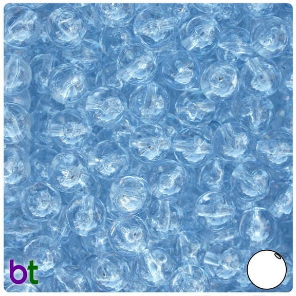 BeadTin Ice Blue Transparent 10mm Round Craft Beads (150pcs)