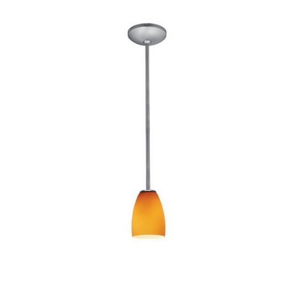 Accesslighting 28069-3R-BS-AMB Tige de Sherry Verre Ambré Pendentif- Acier Brossé