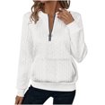 thumbnail image 1 of Mceream Chandails Matelassés pour Femmes à Fermeture Éclair Col Rond Manches Longues Texturés Unis avec Poches Décontractés Amples Mode Automne Hiver Tuniques Grandes Tailles Blanc TG, 1 of 7
