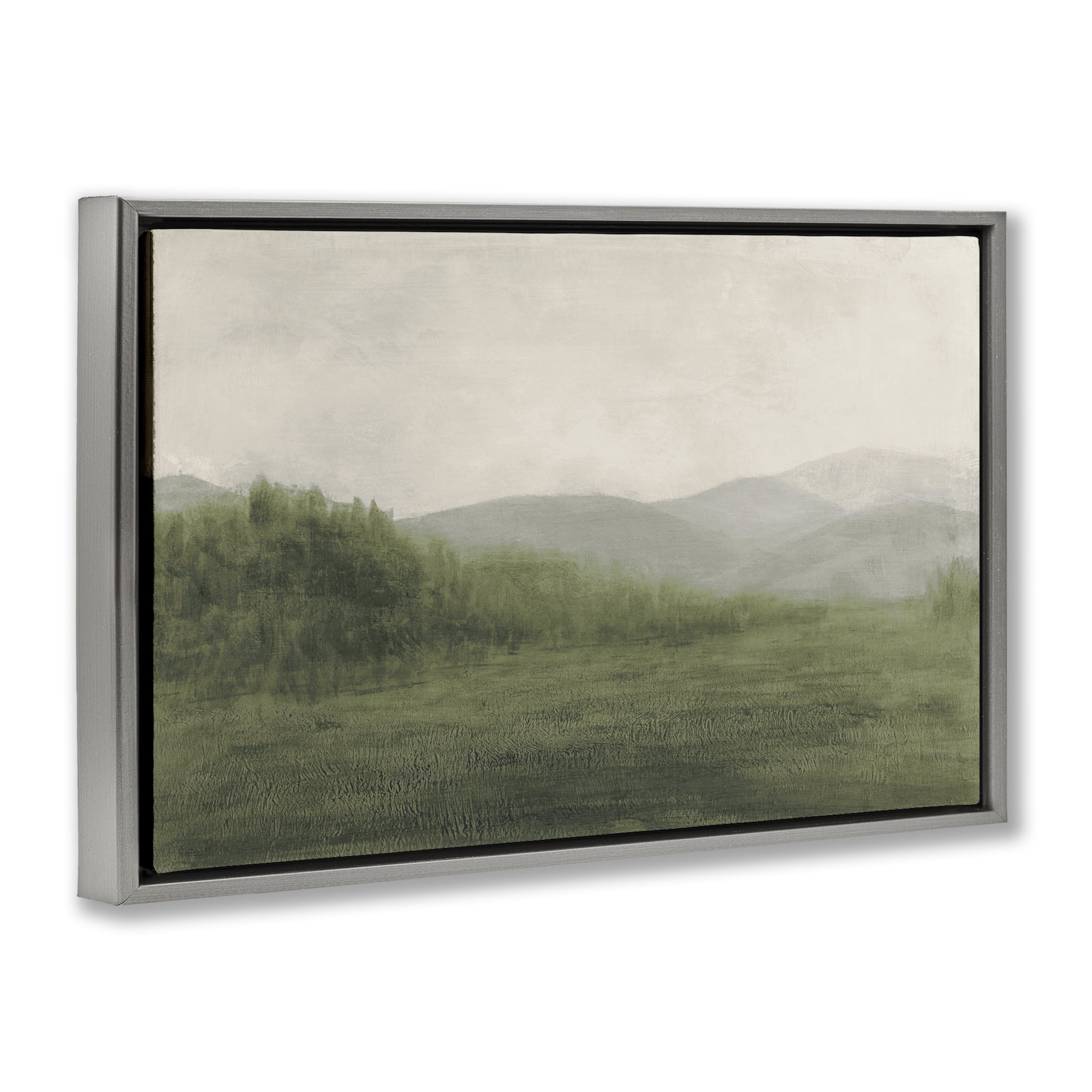 Stupell Industries Fog Green Countryside Gray Framed Floater Canvas Wall Art, design by Walt Johnson