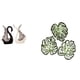 thumbnail image 1 of Elegante Conjunto De Escultura De Cerámica De Cisne Y Arte De Pared De Madera Con Hojas De Palma Para Estantes, Chimeneas, Dormitorios, Baños Y Decoración De Fondo De TV., 1 of 8