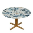 thumbnail image 3 of HAOXIT Watercolor Blue White Grey Leaves Round Tablecloth Teal Gray Woodland Leaf Table Clothes Spring Summer Waterproof Reusable Circle Table Cover for Picnic Party Dining Room Home Decor 31-35, 3 of 8