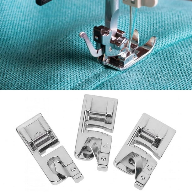 Cergrey Rolled Hem Presser Foot,3Pcs Sewing Machine Rolled Hem Foot  Household Crimping Process Sewing Accessories,Hemmer Foot 