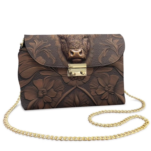 Pzuqiu Cow Crossbody Bags for Women Leather Exquisite Trendy Casual Women Leather Crossbody Bag with Chain Strap Versatile Soft Practical for Party and Special Occasions
