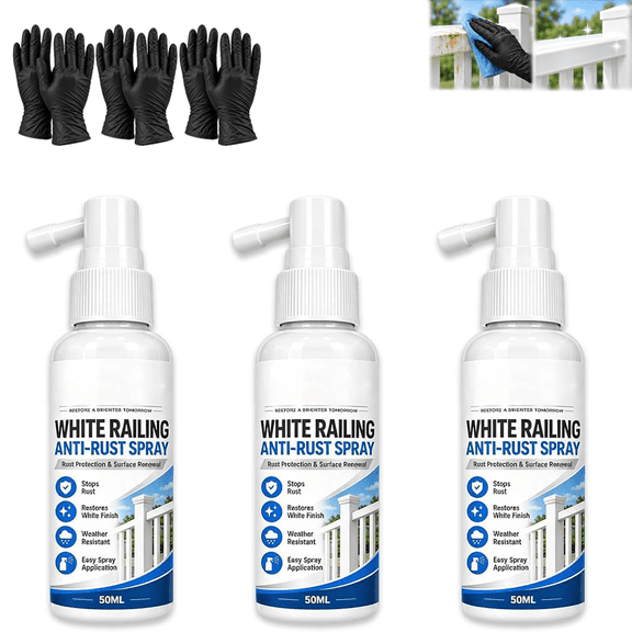 White Railing Anti-Rust Spray, Suitable for Various Home and Garden Metal Fixtures (3PCS-50ML)