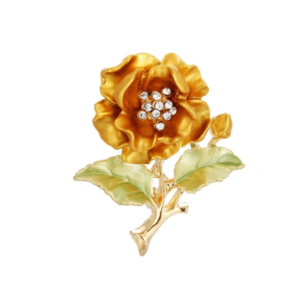 Sonducket Broche de flor para mujer, alfiler de aleación, broches de moda para abrigo, adornos, joyería, fiesta de citas, joyería para regalo Ropa, zapatos y accesorios Miscelánea Amarillo Sonducket AP015284-01